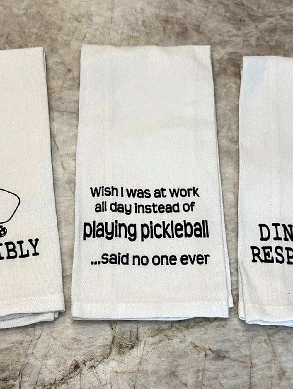 The Lakeside Collection Pickleball Kitchen Towels Set of 3 White